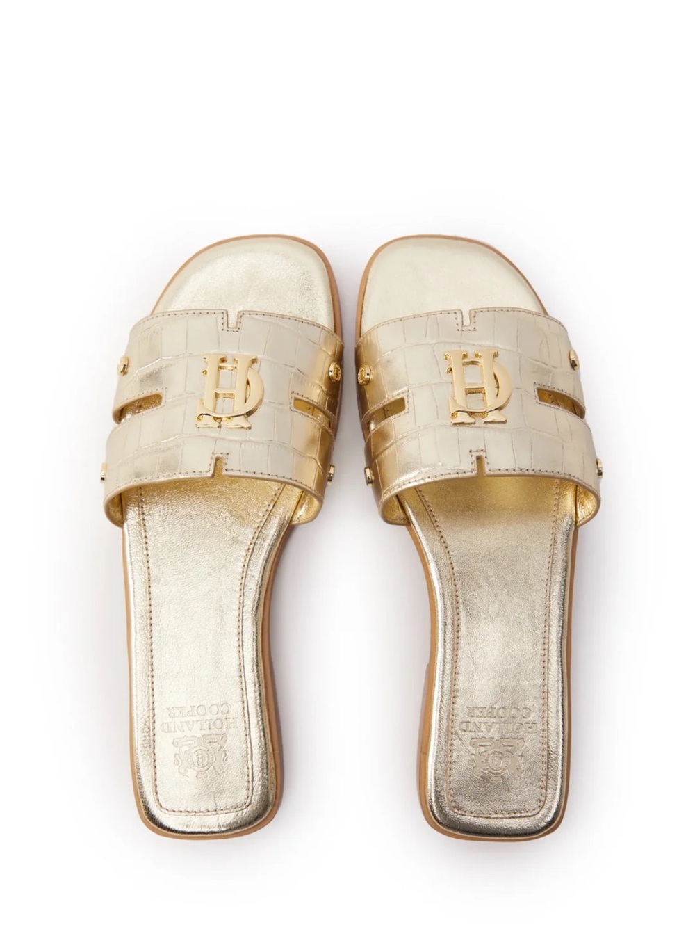 Holland Cooper monogram hold croc sandals with original box